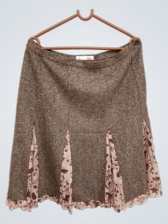 Anne Weyburn Tweed-Rock mit Blütenmuster-Einsätzen