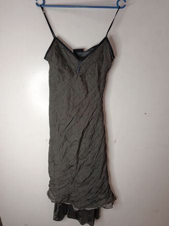 Karen Millen Grey „Crushed Effect“ Slipkleid Größe 14
