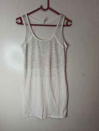 Stilo Damen Weißes Verzierte Tanktop M/L