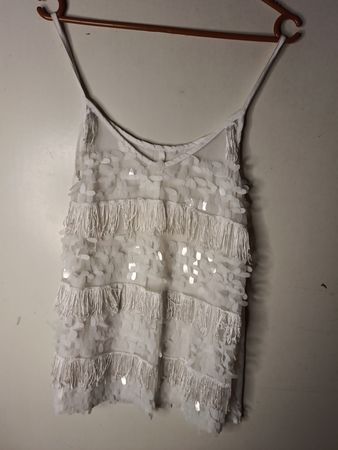 Weißes Pailletten-Fransen-Camisole
