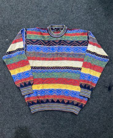 Point of Italy Multicolor Geometric Pattern Knit Sweater