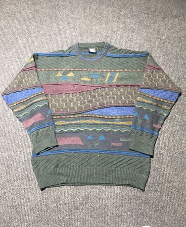 JD KNITWEAR グリーン柄セーター