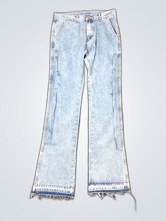 Flared Denim Jeans with Star Appliques