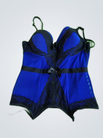 Blue Corset with Black Lace