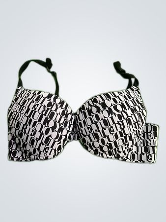 Juicy Couture Black and White Logo Push-Up Bra