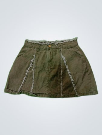Green Distressed Skirt