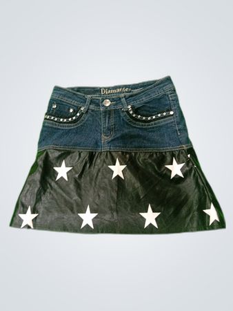 Denim Skirt with White Stars