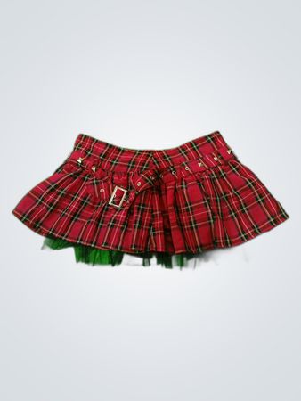 Plaid Skirt with Tulle Lining