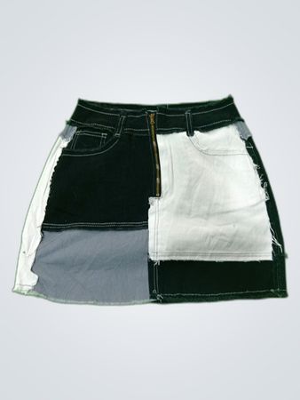 Patchwork Denim Skirt