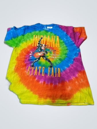 Indiana State Fair Rock 'n Roll Cow Tie-Dye T-Shirt
