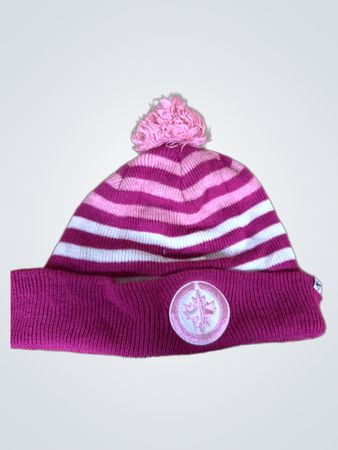 NHL Pink- und Weißgestreifter Beanie mit Pompon