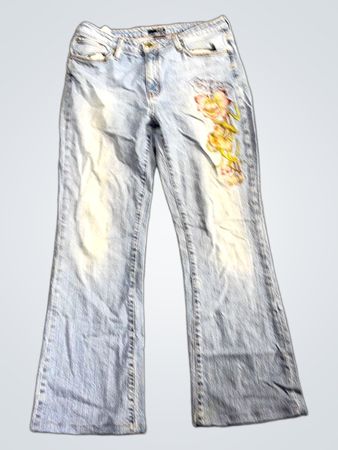 ana Damen Bootcut-Jeans mit floraler Stickerei