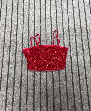 Rotes Pailletten-Crop-Top