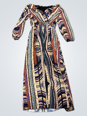 Langärmliges bedrucktes Kleid