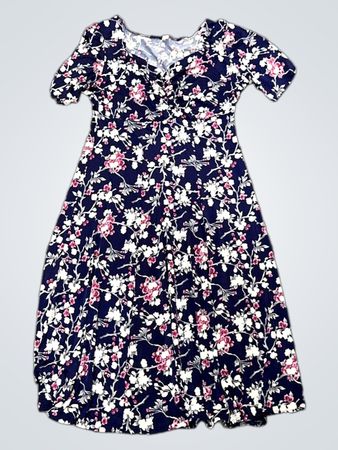 Navyblaues Blumenmusterkleid