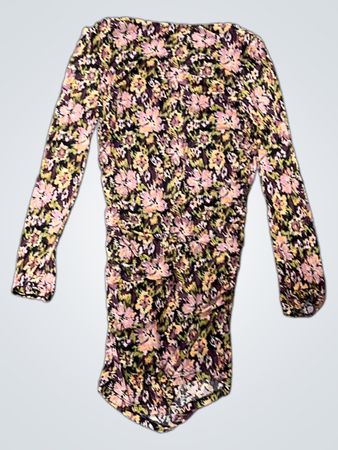 Sinsay Floral Print Ruched Langarmkleid