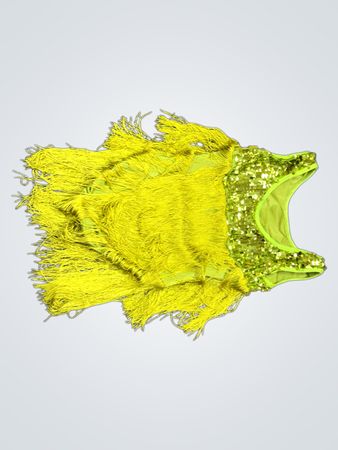 Limettengrünes Pailletten- und Fransen-Tanktop