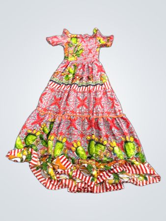 Ärmeloses Mädchenkleid mit Kaktusdruck