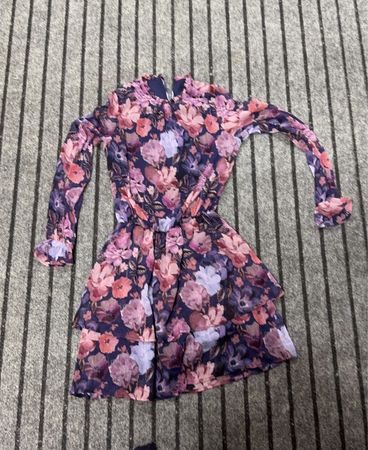 MOHITO floral print gerafftes Langarmkleid