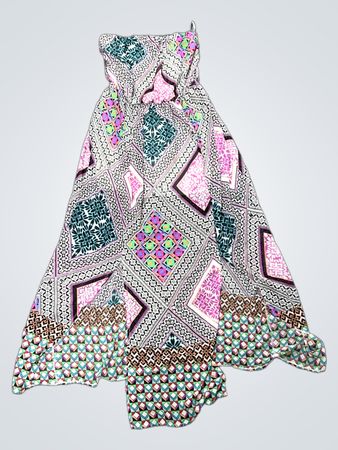 Atmosphere Damen geometrisches Druck trägerloses Maxi-Kleid