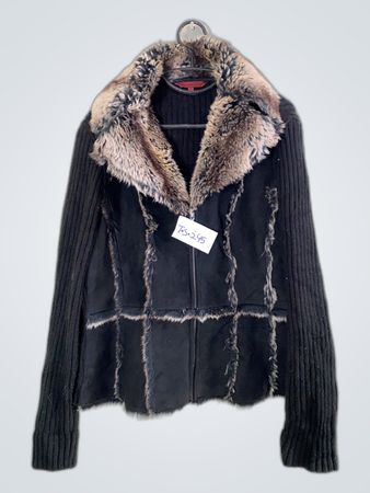 John by John Richmond Black Fur-Trimmed Coat