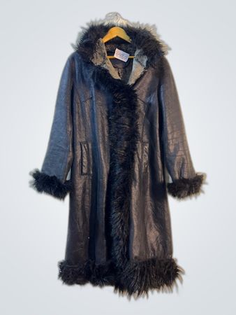 Palcoat con bordo in pelliccia nera