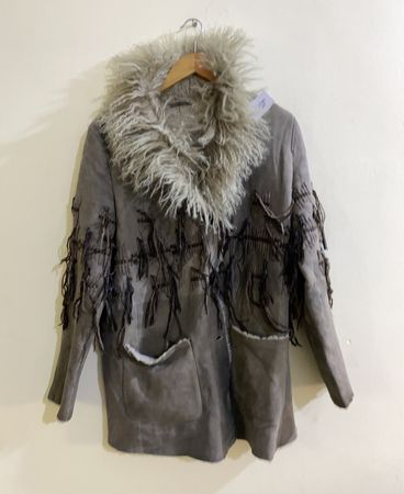 Gray Fur Trimmed Coat
