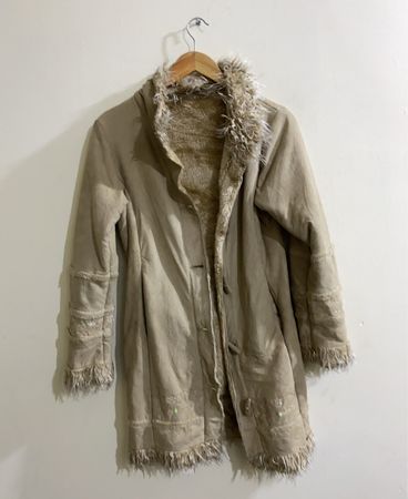 Veste en fausse fourrure beige