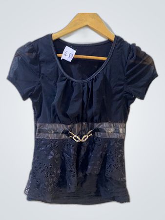 Black Sheer Lace Blouse