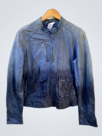 IKKS Blue Leather Jacket