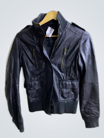 Black Leather Bomber Jacket