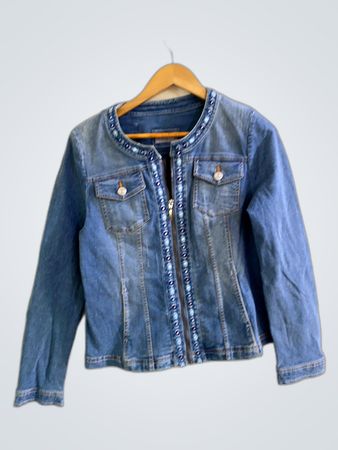 Denim Jacket with Beaded Trim