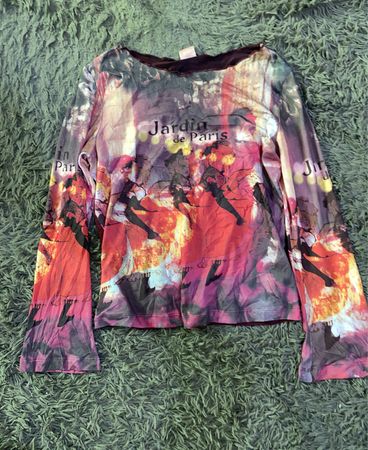 Long Sleeve Top with Floral Print Sleeves