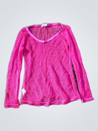 Armani Sheer Long-Sleeve Pink Mesh Blouse