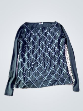 Zara Embellished Long Sleeve Boat Neck Top
