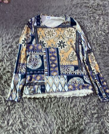 Printed Patchwork Long Sleeve Blouse