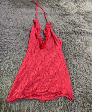 Red Lace Halter Top