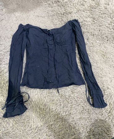 Navy Blue Long-Sleeve Top