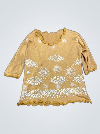 Yellow Blouse with White Floral Design