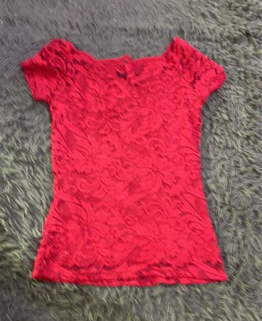 Red Lace Sheer Blouse