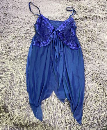 Blue Lace-Trimmed Chemise
