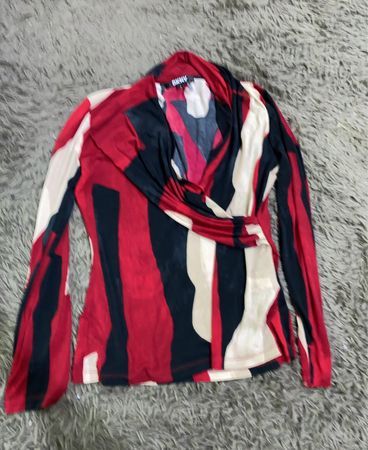 DKNY Printed Wrap Blouse