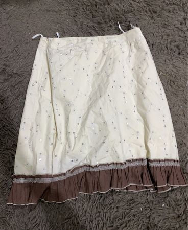Women's White and Brown Skirt