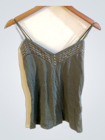 Camiseta de Alças com Contas Cinza