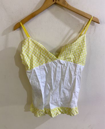 Cropped Camisole Amarelo Vichy