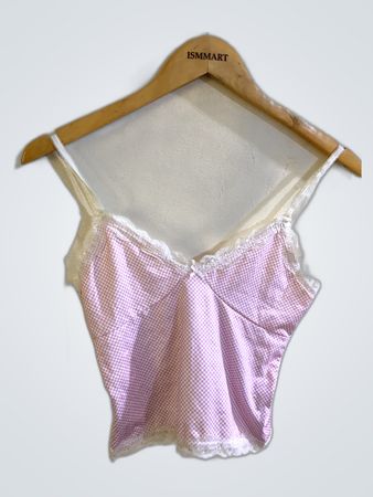 Pink Lace Trim Camisole Top