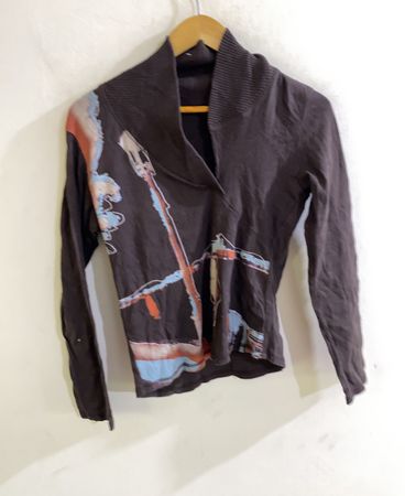Abstract Print Knit Cardigan