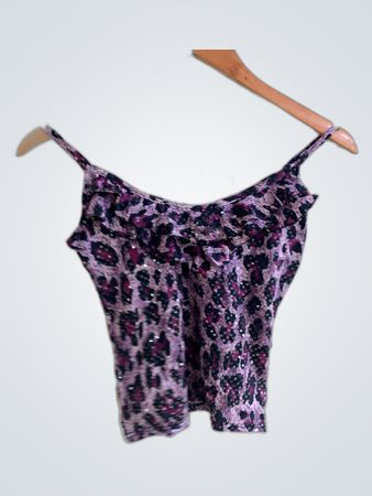Purple Sequined Leopard Print Camisole