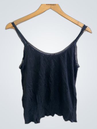 Blue Lace Trim Tank Top