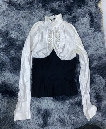 White and Black Blouse